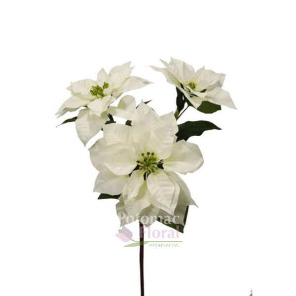 Silk Poinsettia White Spray x 3 Potomac Floral Wholesale
